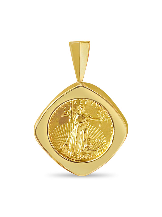 Fancy Solid Gold Handmade Coin Pendant , 1/10oz Coin ,