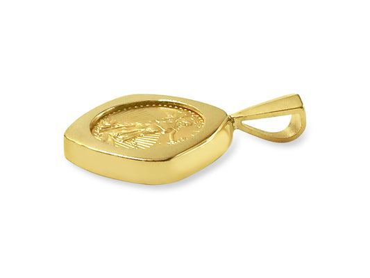 Fancy Solid Gold Handmade Coin Pendant , 1/10oz Coin ,