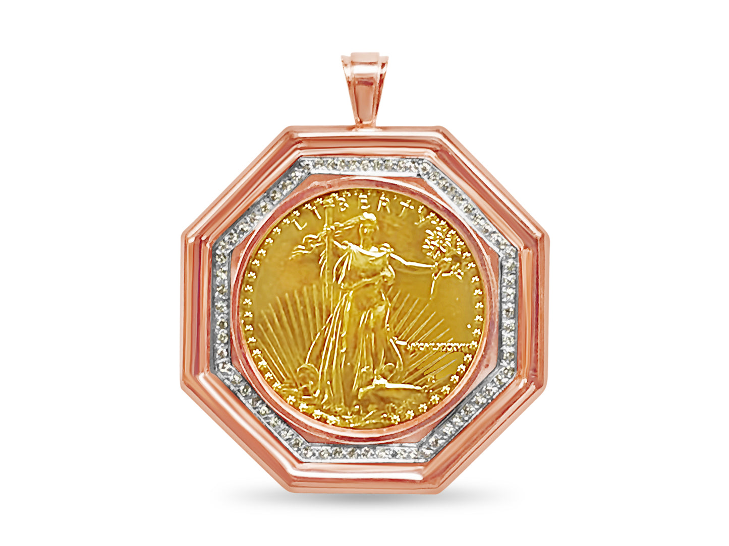 Fancy Solid Gold Handmade Coin Pendant , 1oz Coin ,