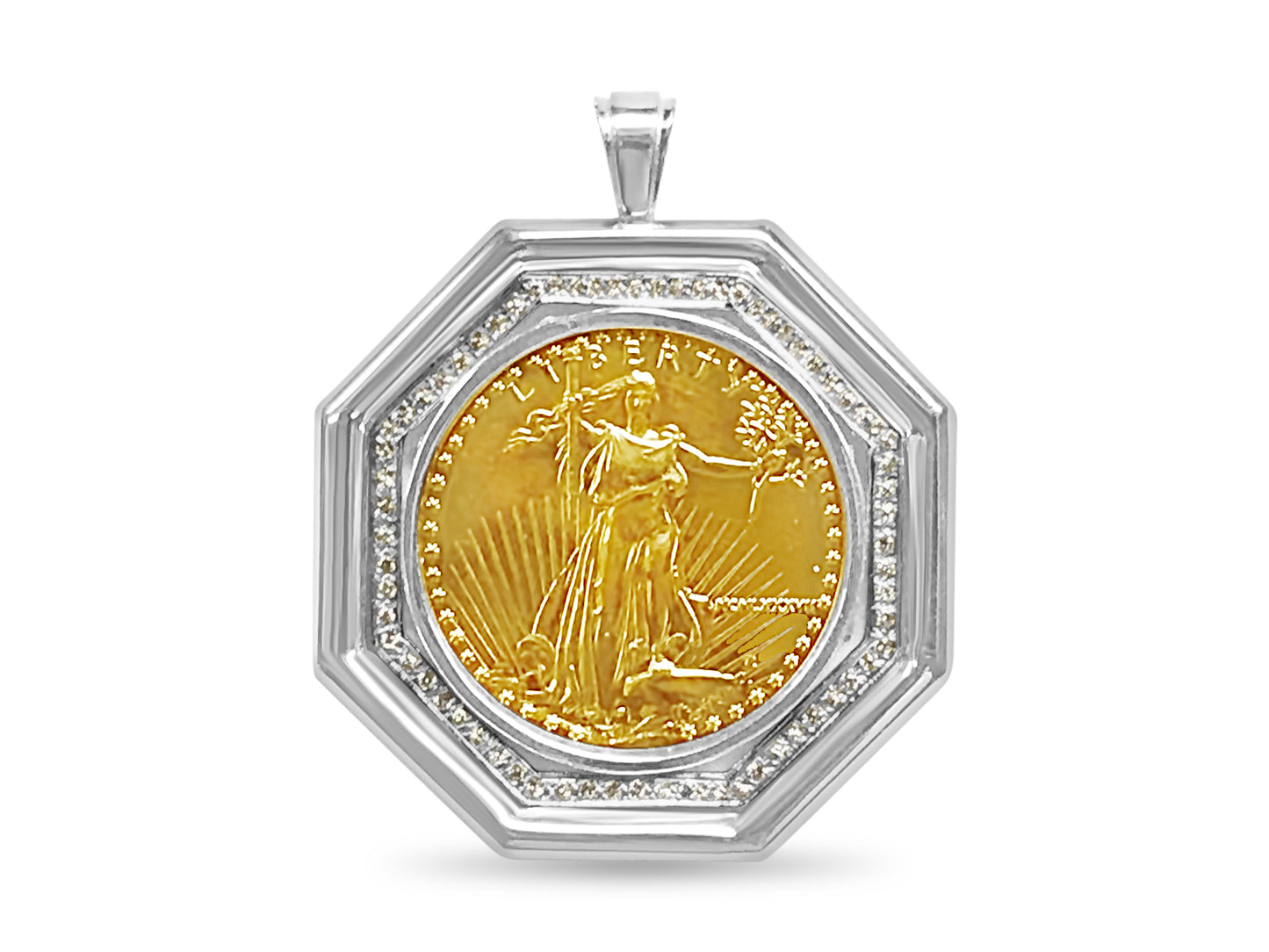 Fancy Solid Gold Handmade Coin Pendant , 1oz Coin ,