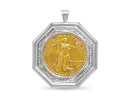 Fancy Solid Gold Handmade Coin Pendant , 1oz Coin ,