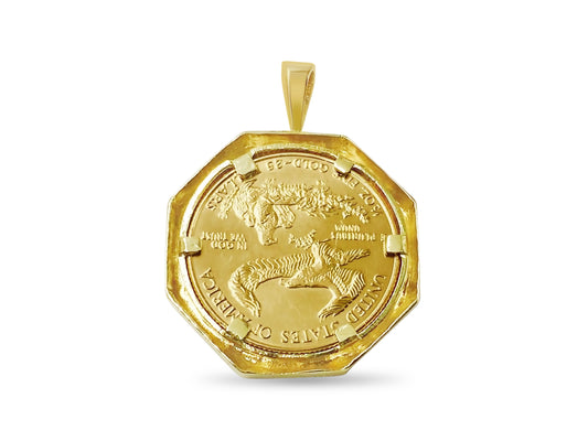 Fancy Solid Gold Handmade Coin Pendant , 1oz Coin ,