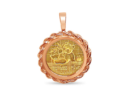 Fancy Solid Gold Handmade Coin Pendant , Chinese Panda Bear Coin ,