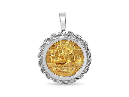 Fancy Solid Gold Handmade Coin Pendant , Chinese Panda Bear Coin ,