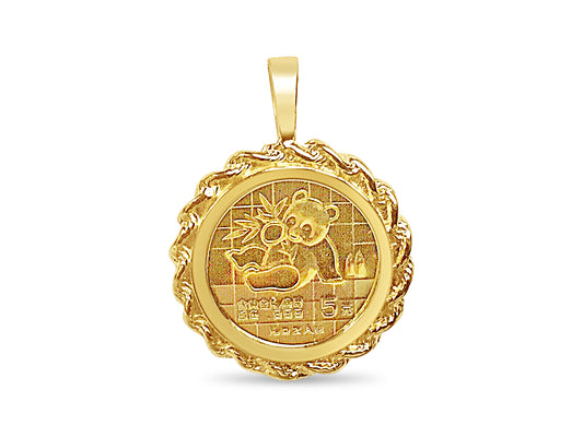 Fancy Solid Gold Handmade Coin Pendant , Chinese Panda Bear Coin ,