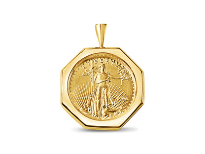 Fancy Solid Gold Handmade Coin Pendant , 1/2oz Coin ,