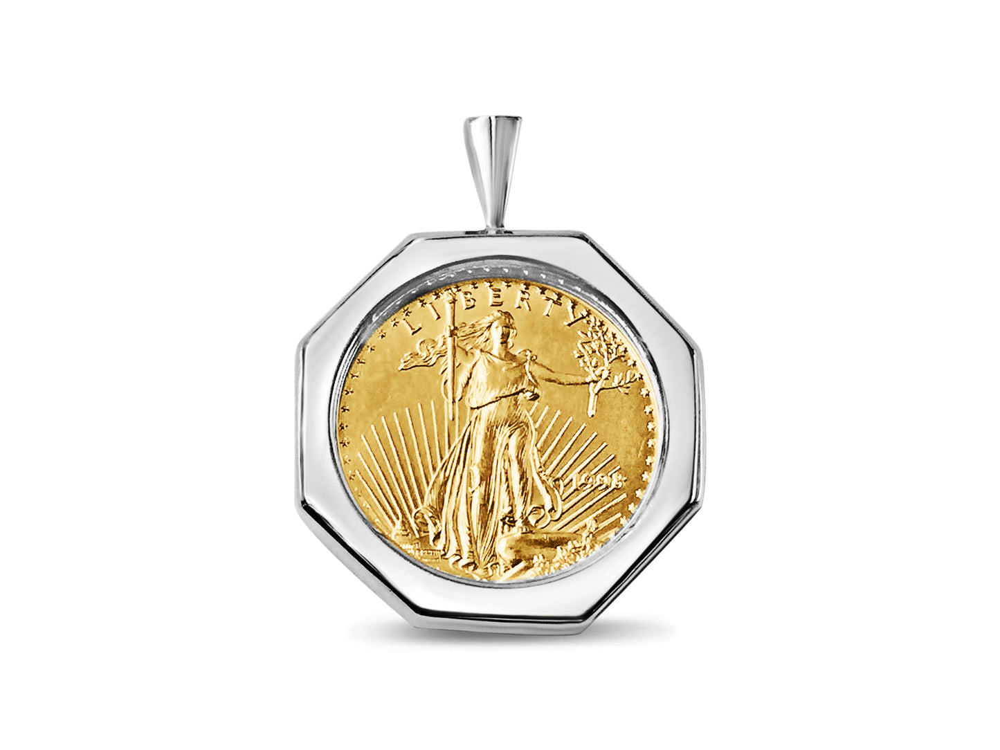 Fancy Solid Gold Handmade Coin Pendant , 1/2oz Coin ,