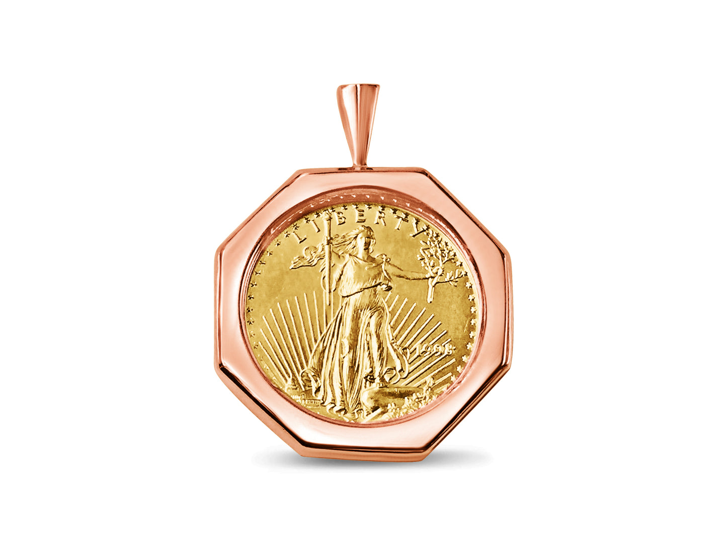 Fancy Solid Gold Handmade Coin Pendant , 1/2oz Coin ,