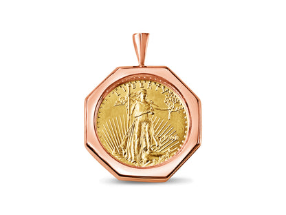 Fancy Solid Gold Handmade Coin Pendant , 1/2oz Coin ,