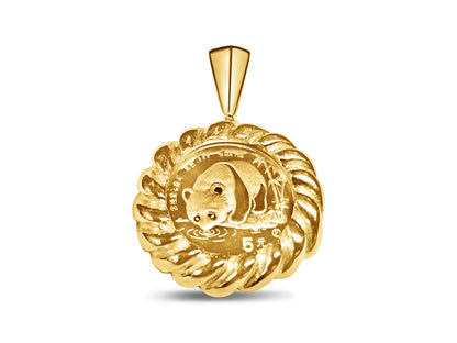 Fancy Solid Gold Handmade Coin Pendant , Chinese Panda Bear Coin ,