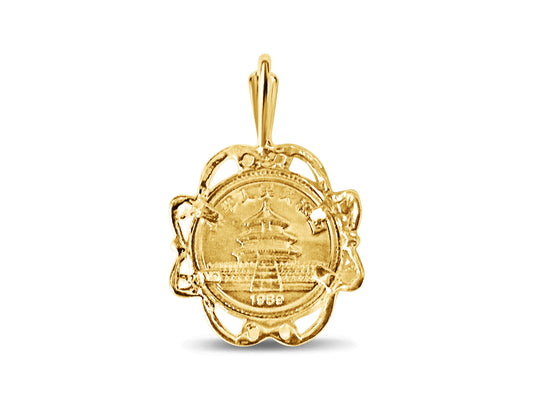 Fancy Solid Gold Handmade Coin Pendant , Chinese Panda Bear Coin ,