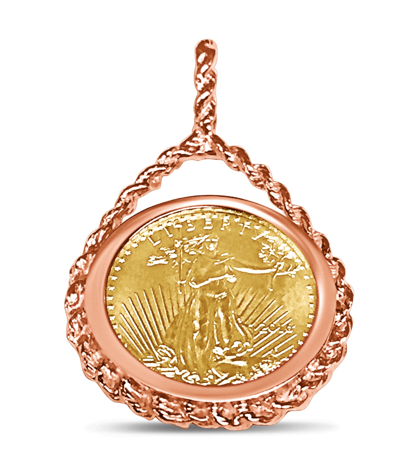 Rope Frame Solid Gold Handmade Coin Pendant , 1/10oz Coin ,