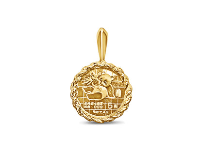 Fancy Solid Gold Handmade Coin Pendant , Chinese Panda Bear Coin ,