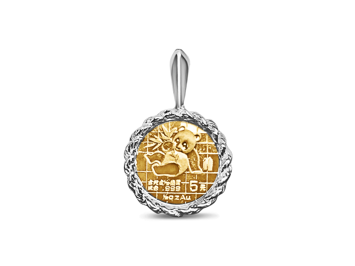 Fancy Solid Gold Handmade Coin Pendant , Chinese Panda Bear Coin ,