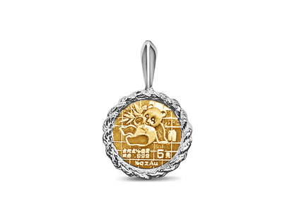 Fancy Solid Gold Handmade Coin Pendant , Chinese Panda Bear Coin ,