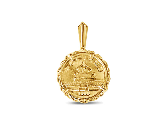 Fancy Solid Gold Handmade Coin Pendant , Chinese Panda Bear Coin ,