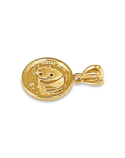 Classic Solid Gold Handmade Coin Pendant , Chinese Panda Bear Coin ,