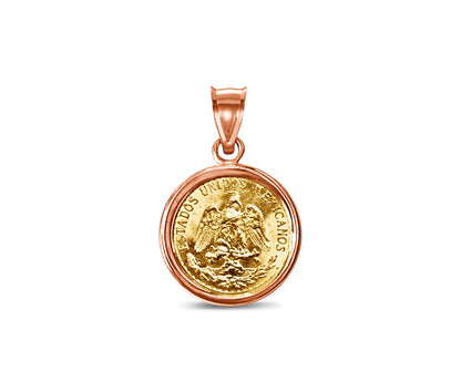 Classic Solid Gold Handmade Coin Pendant , Dos Pesos Coin ,
