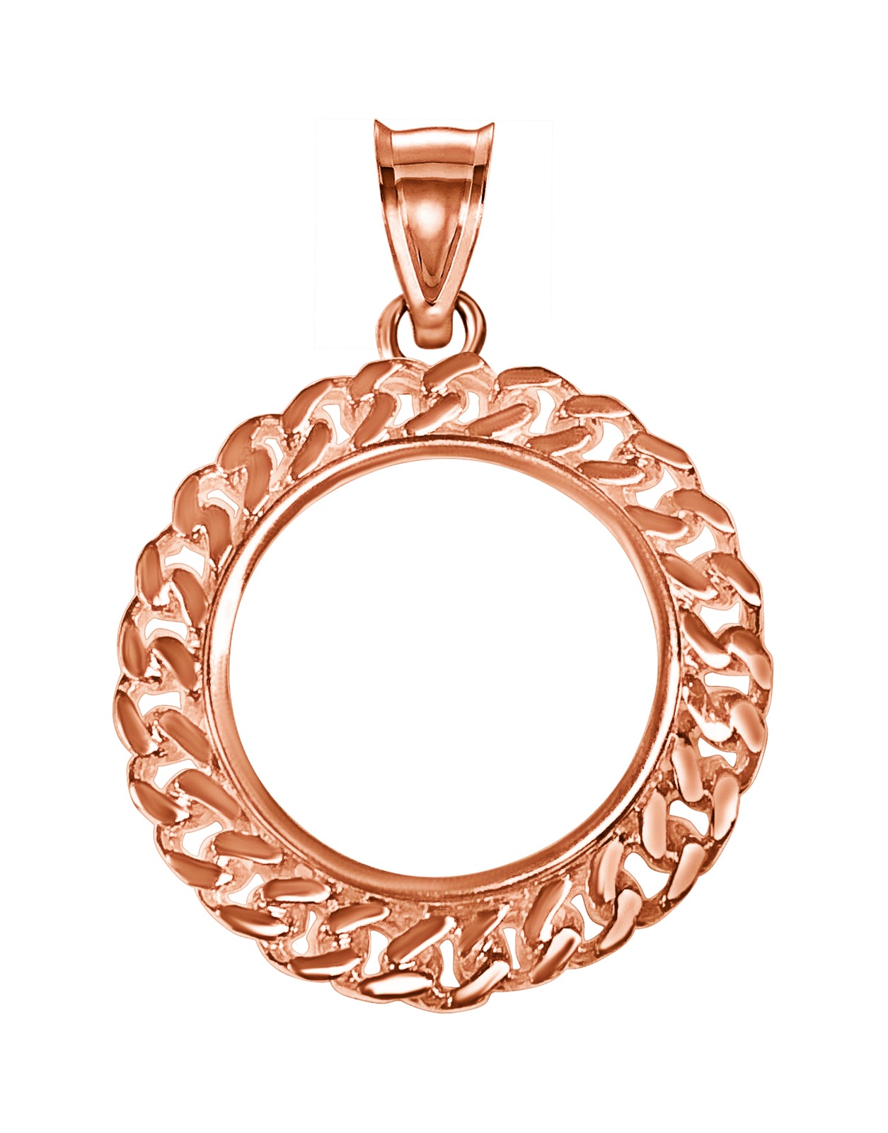 Curb Chain Link Frame Solid Gold Handmade Coin Pendant , 1oz Coin ,