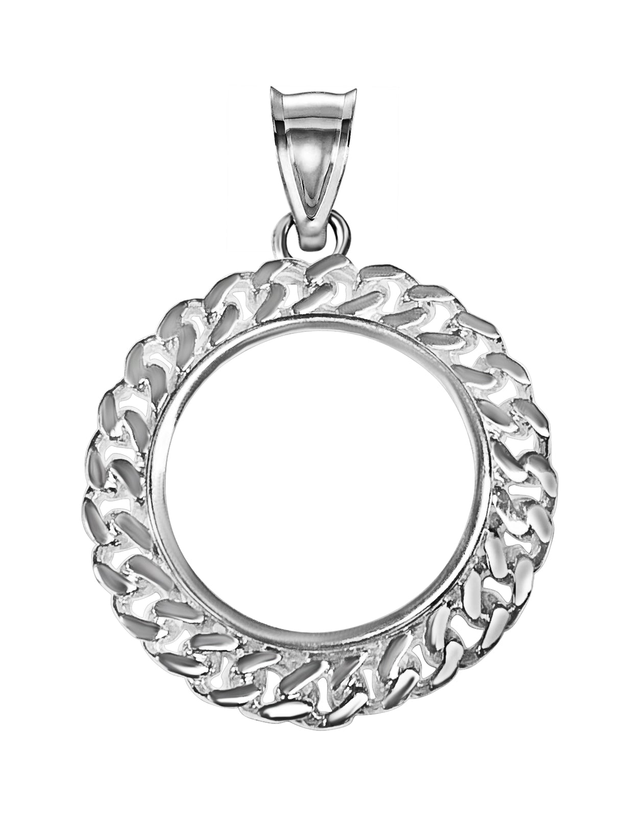Curb Chain Link Frame Solid Gold Handmade Coin Pendant , 1oz Coin ,
