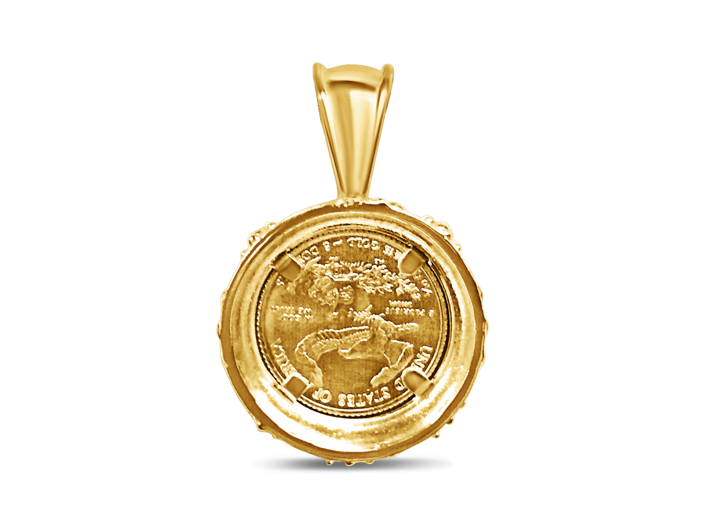 Fancy Solid Gold Handmade Coin Pendant , 1/10oz Coin ,