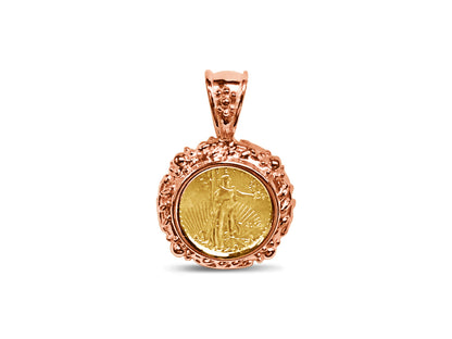Fancy Solid Gold Handmade Coin Pendant , 1/10oz Coin ,
