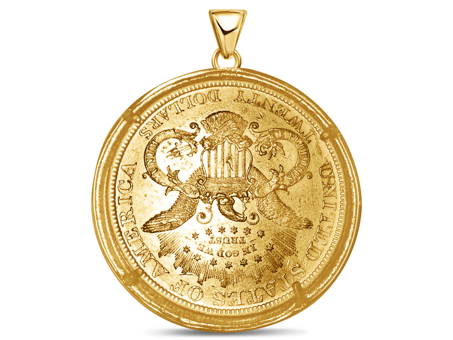 Greek Key Frame Solid Gold Handmade Coin Pendant , 1oz Coin , 27mm