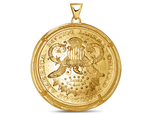 Greek Key Frame Solid Gold Handmade Coin Pendant , 1oz Coin , 27mm