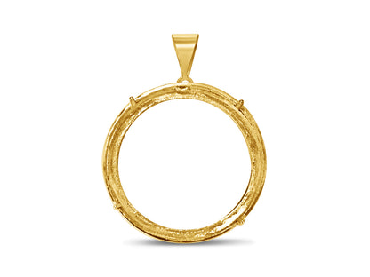 Greek Key Frame Solid Gold Handmade Coin Pendant , 1oz Coin , 27mm