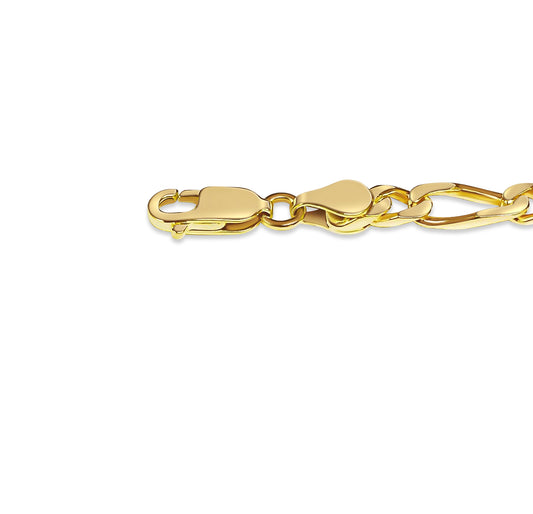 Figaro Solid Gold Handmade Necklace , 5mm, 16-30 Inch