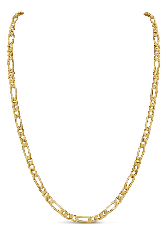 Figaro Solid Gold Handmade Necklace , 5mm, 16-30 Inch