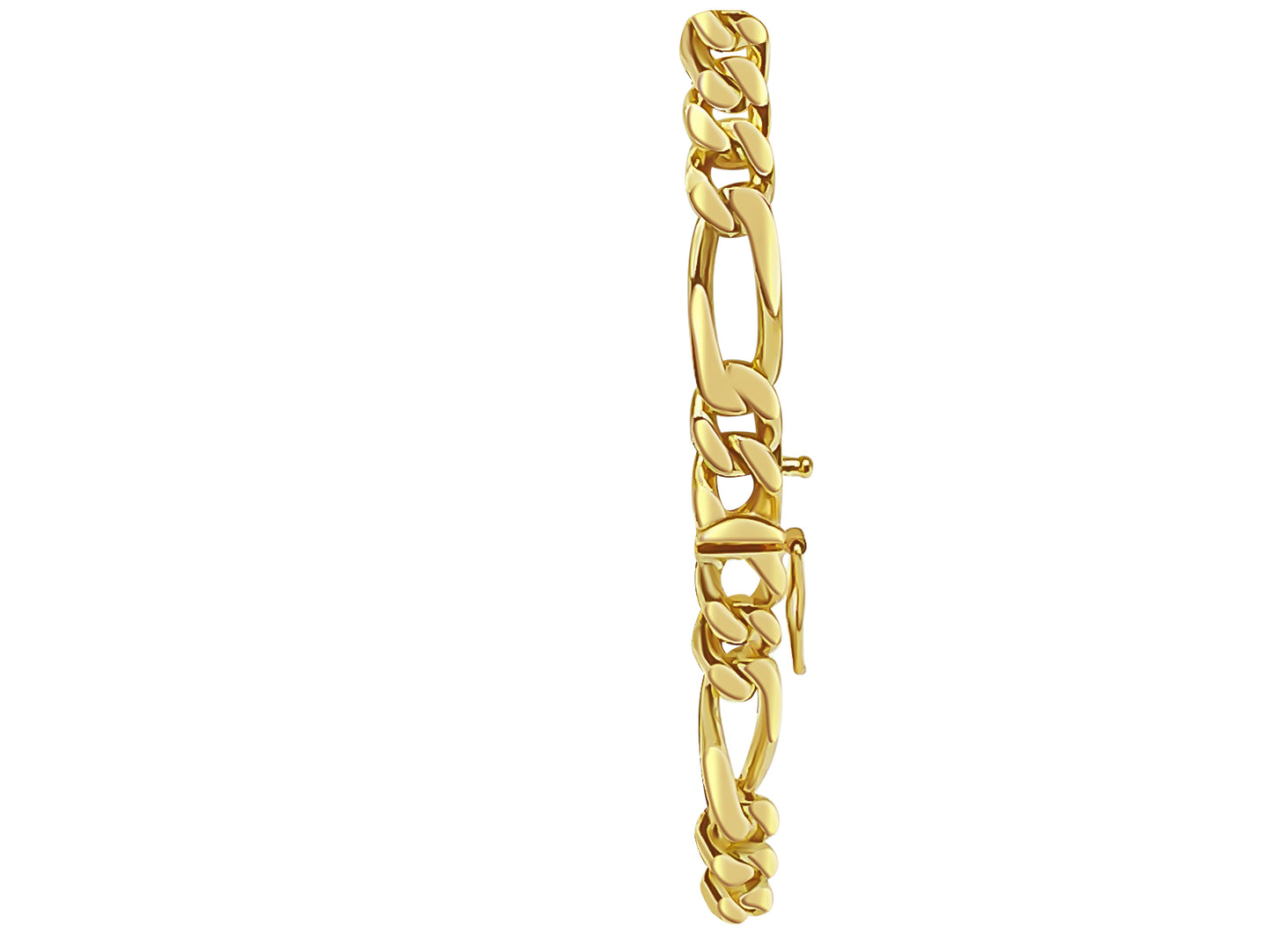 ID Figaro Solid Gold Handmade Bracelet , 8mm, 6.5-10 Inch