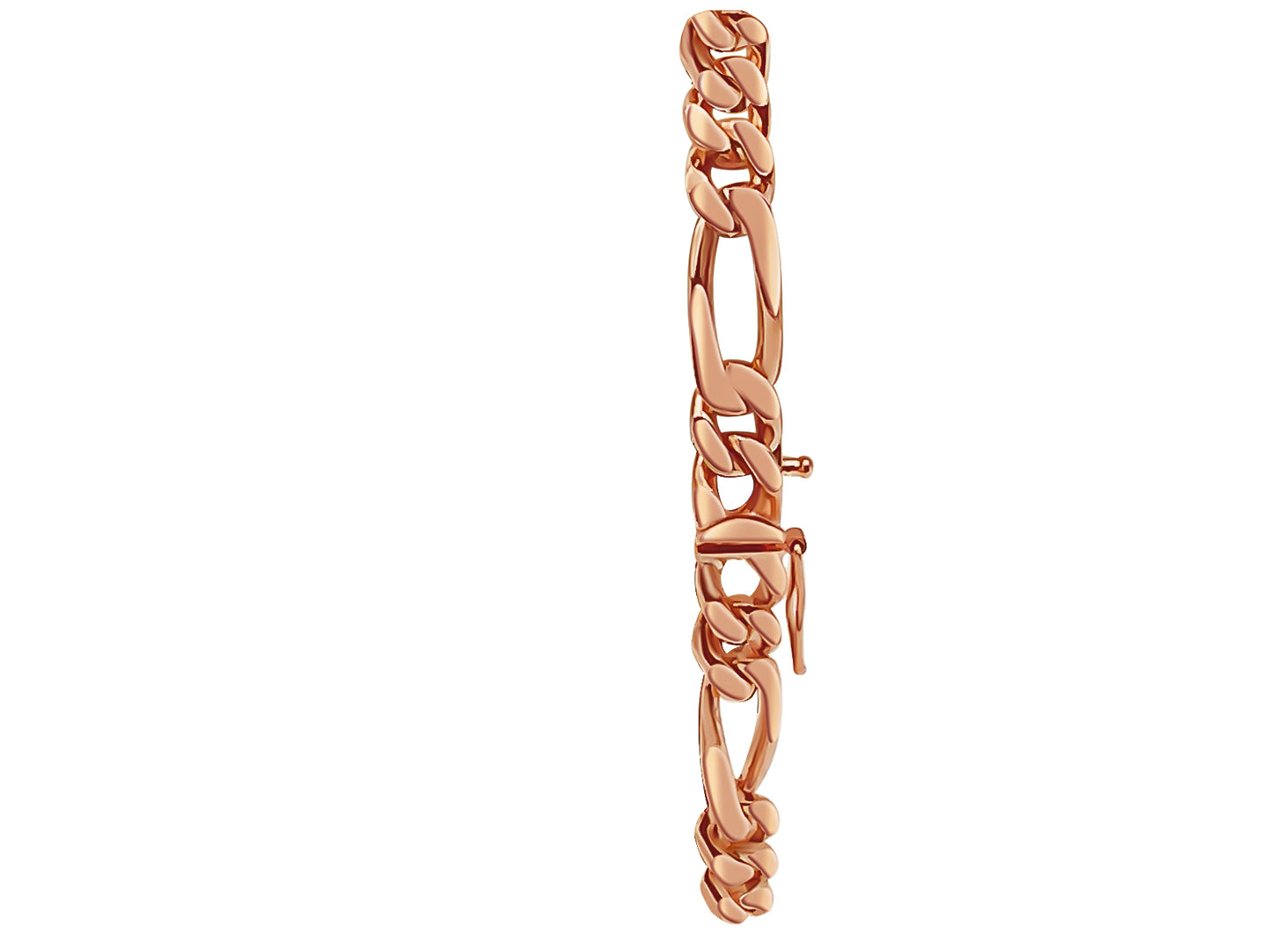 ID Figaro Solid Gold Handmade Bracelet , 8mm, 6.5-10 Inch