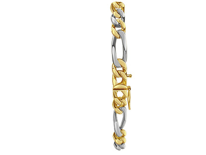 ID Figaro Solid Gold Handmade Bracelet , 8mm, 6.5-10 Inch
