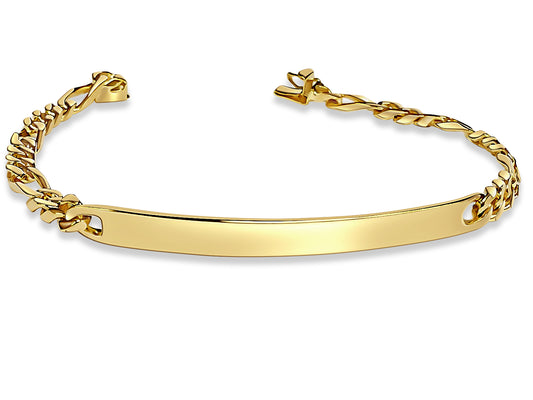 ID Figaro Solid Gold Handmade Bracelet , 8mm, 6.5-10 Inch