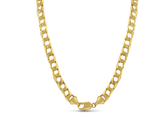 Curb Solid Gold Handmade Necklace , 8mm, 16-30 Inch