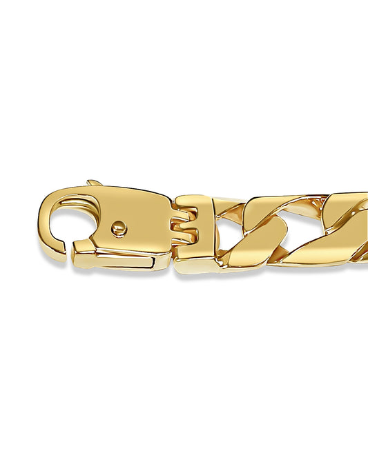 Curb Solid Gold Handmade Bracelet , 10mm, 6.5-10 Inch