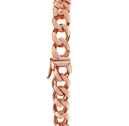 Curb Solid Gold Handmade Bracelet , 9mm, 6.5-10 Inch
