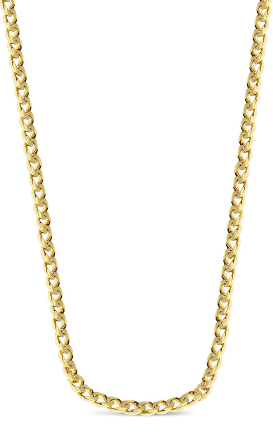 Curb Solid Gold Handmade Necklace , 9mm, 16-30 Inch