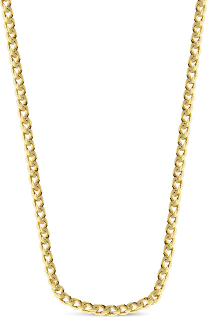 Curb Solid Gold Handmade Necklace , 9mm, 16-30 Inch