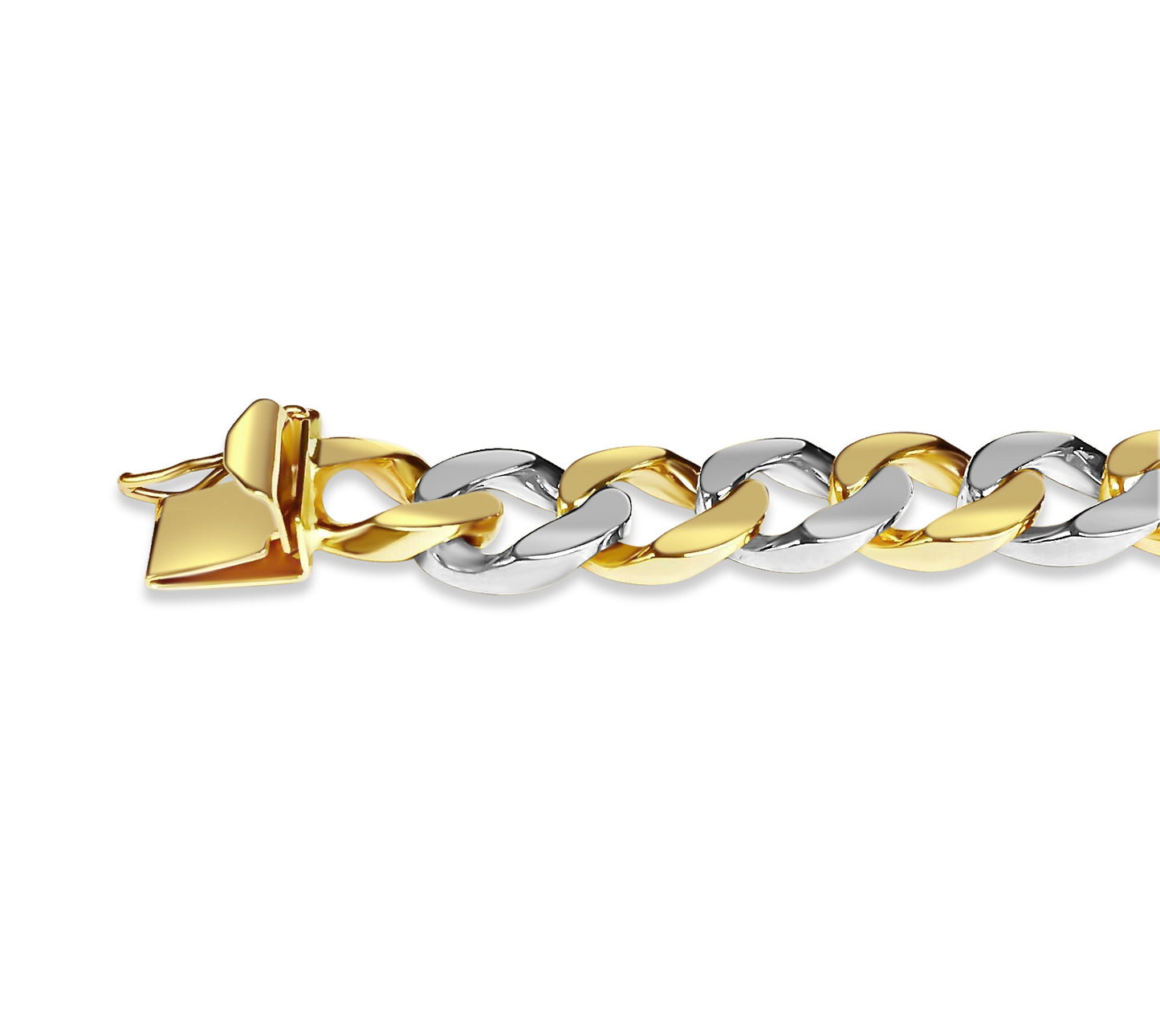 Curb Solid Gold Handmade Bracelet , 9mm, 6.5-10 Inch