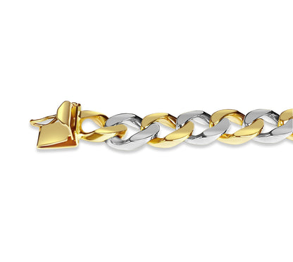Curb Solid Gold Handmade Bracelet , 9mm, 6.5-10 Inch
