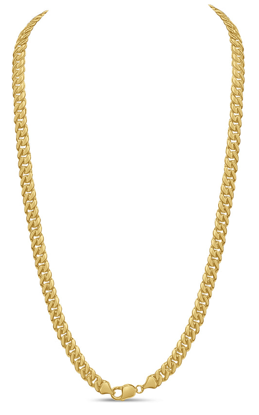 Miami Cuban Solid Gold Handmade Necklace , 7mm, 16-30 Inch