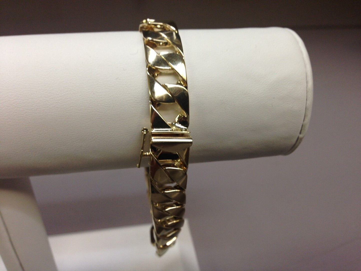 Curb Solid Gold Handmade Bracelet , 10mm, 6.5-10 Inch