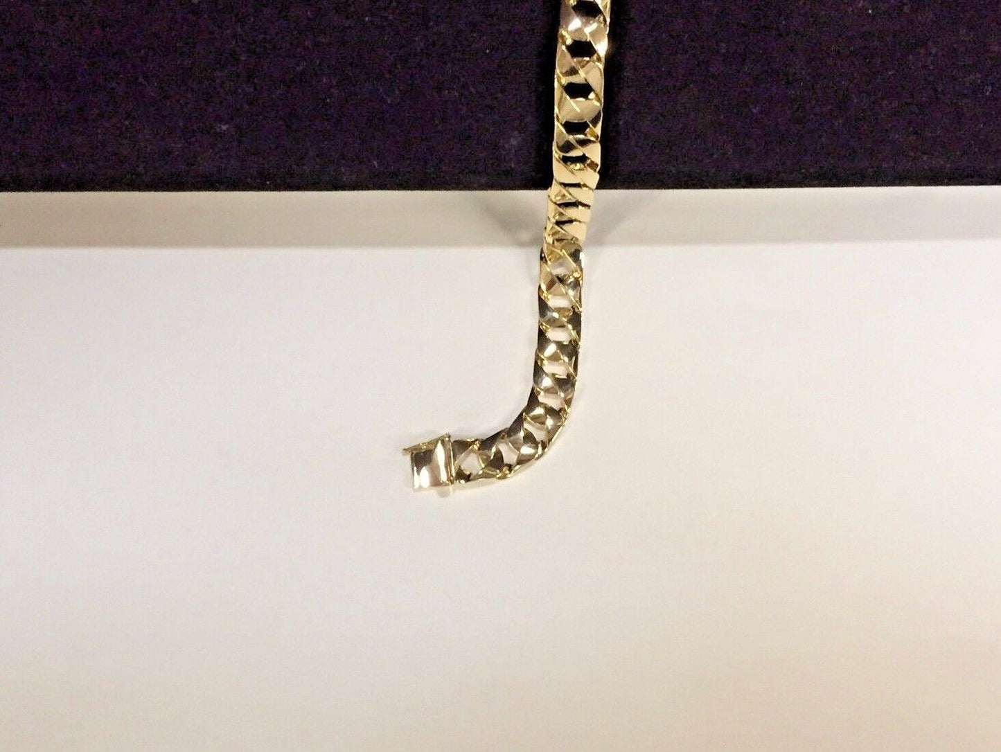 Curb Solid Gold Handmade Bracelet , 10mm, 6.5-10 Inch