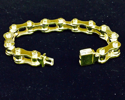 18k Yellow Gold 11mm Motorcycle/Bike Chain Bracelet, 9.5", Approx 63g