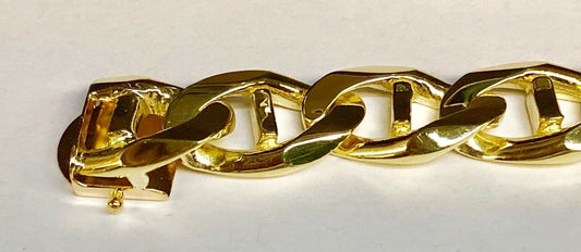 18k Solid Yellow Gold Handmade 17mm Mariner Link Bracelet, 9.5", Approx 144g