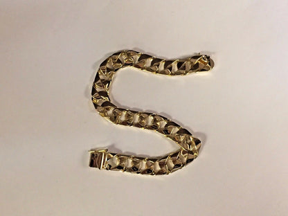 Curb Solid Gold Handmade Bracelet , 10mm, 6.5-10 Inch