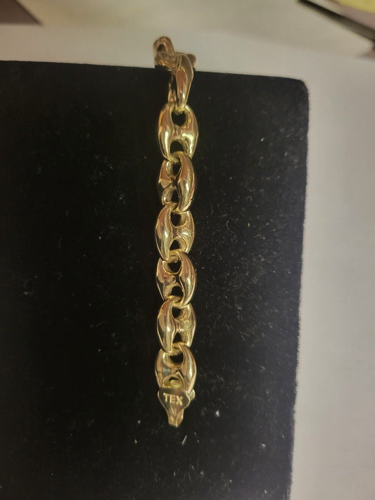 Anchor Mariner Solid Gold Handmade Bracelet , 9mm, 6.5-10 Inch