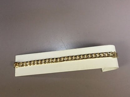 Curb Solid Gold Handmade Bracelet , 10mm, 6.5-10 Inch